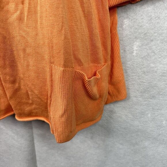 Chico’s Open Cardigan Sweater Sz 3 (XL/16) Orange Lightweight Pocket Tab Sleeves - Picture 4 of 13